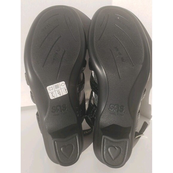 SAS Allegro Sandals Shoes Womens Size 8 Black Crocodile Embossed Patent Leather - Picture 7 of 14